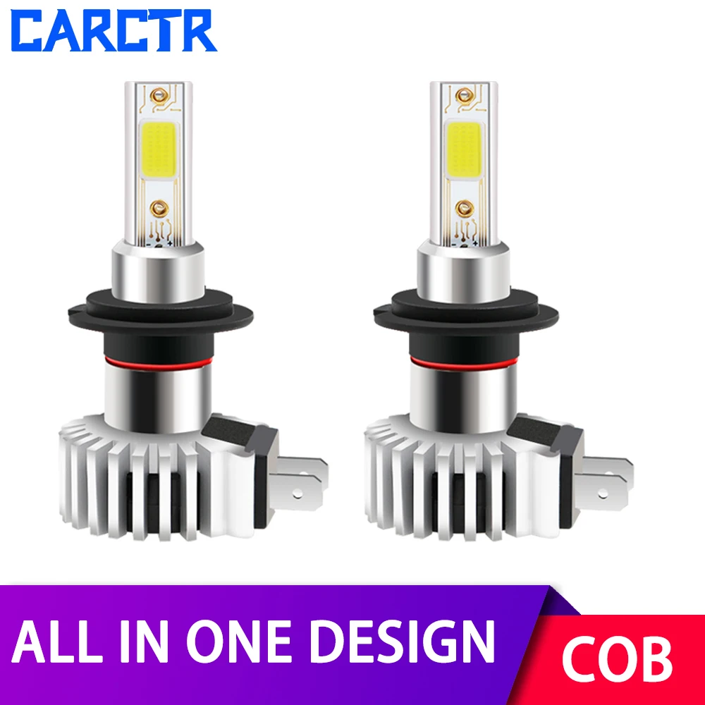 CARCTR светодиодный фары для автомобиля H1 H3 H4 H7 лампы 9005 9006 9012 880 H8/H9/H11 6600LM IP68 30W COB 6000 К