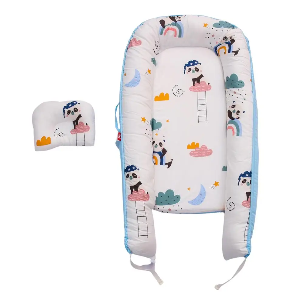 

Детское гнездо для новорожденного Ультра мягкий дышащий детский Шезлонг Портативный Регулируемый спальный шезлонг кровать для совместног...