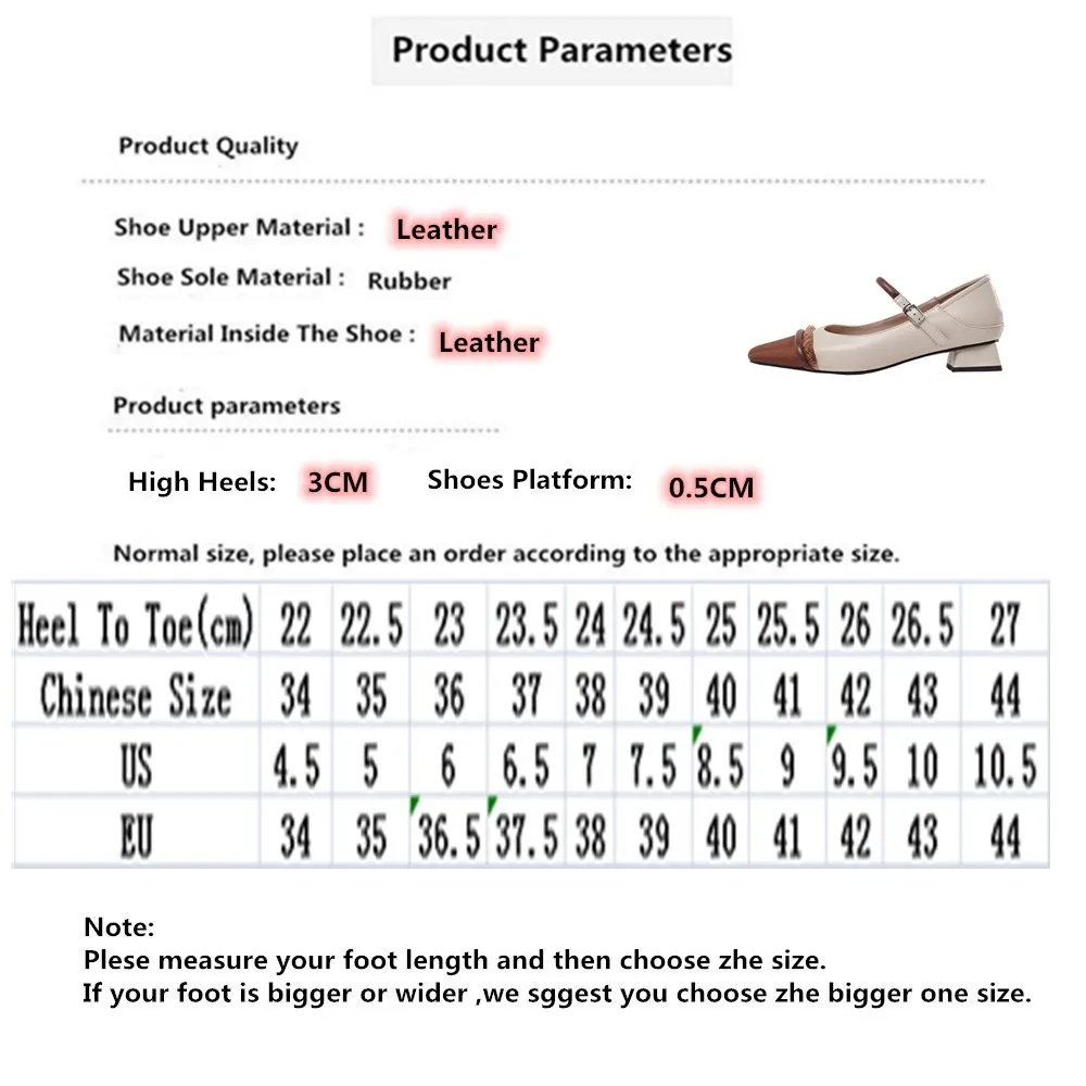 

New Chic Square Toe Mixed Colors Pumps Retro High Quality Leather Runway Party Shoes Fashion Luxury Office Worker Women Shoes