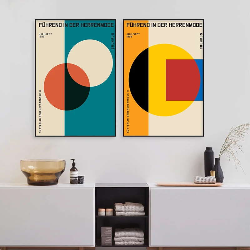 

Bauhaus Museum Exhibition Poster Print Minimalist Wall Art Mid Century Canvas Painting Abstract Picture for Living Room Decor