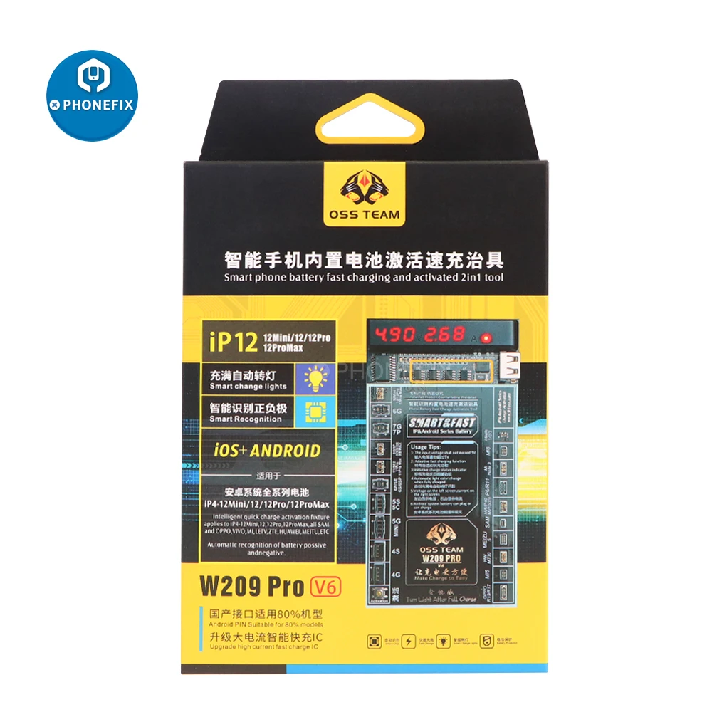 w209 pro 2 in 1 battery quick charging activation board test tool for iphone 4 8 x xs max 12 pro max for samsung huawei android free global shipping