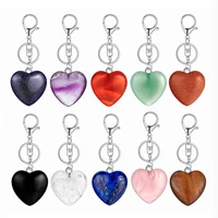 ashmita natural stone love heart pendant keychain quartz gem key rings crystal chains accessories jewelry keyring gift box