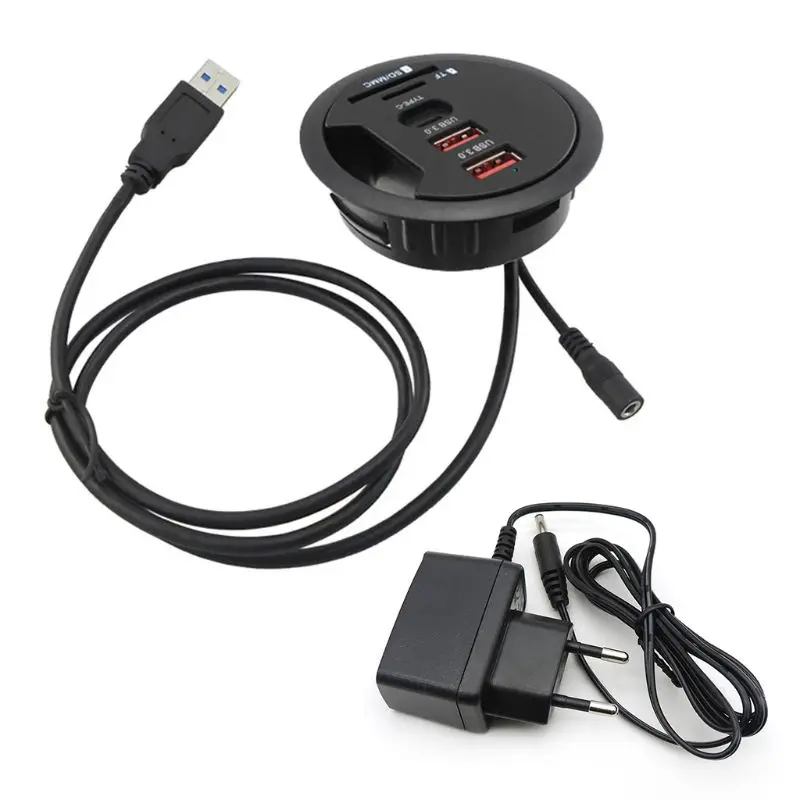 ЕС США крепление в стол USB 3 0 Тип C концентратор TF/SD кард ридер адаптер для ноутбука