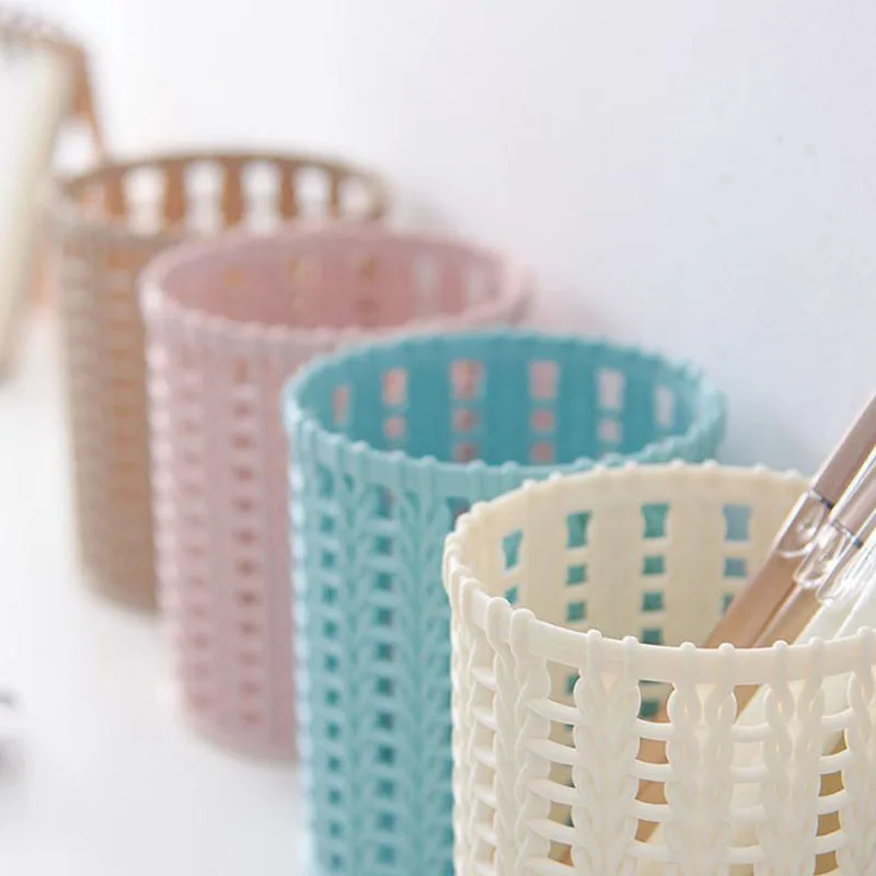 Пластиковый полый цилиндр ротанга настольный домашнее хранилище корзина