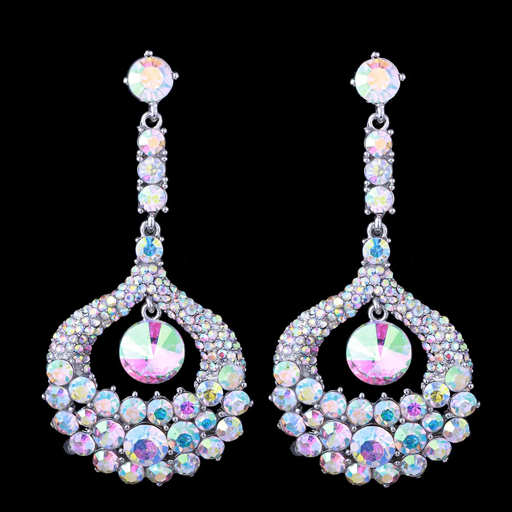 Женские серьги подвески с разноцветными кристаллами ferlena длинные висячие для