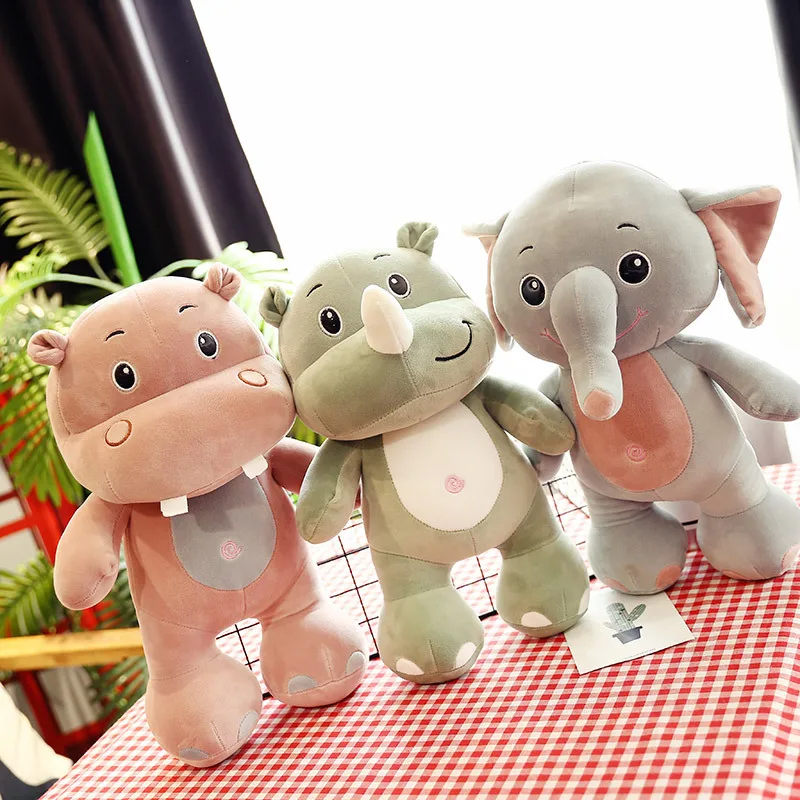 35cm/40cm Plush Doll Toy Stuffed Soft Elephant Horse Rhino Cute Cartoon Cotton Animal Pillow Fors Children Gifts | Игрушки и хобби