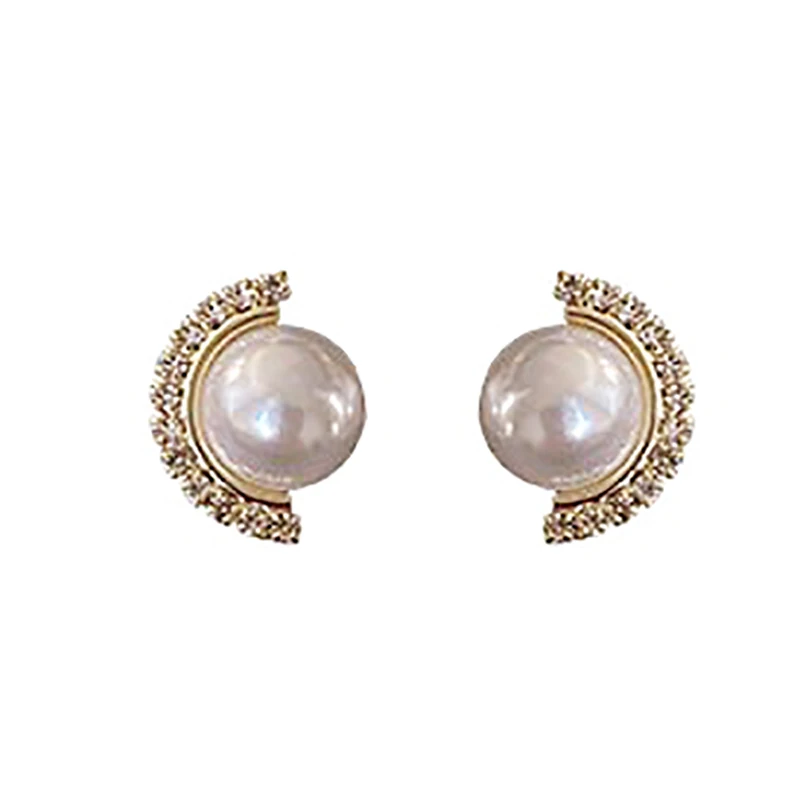

Fan Shaped Pearl Gold Stud Earrings For Woman With Unusual Design Fashion Sexy Luxury Earrings For Korean Jewelry Party Girls