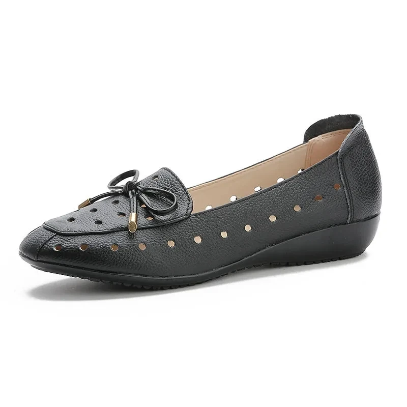 

Ballerina genuine leather casual shoes girls sweet style bowtied ladies oxford loafers women summer comfort flats