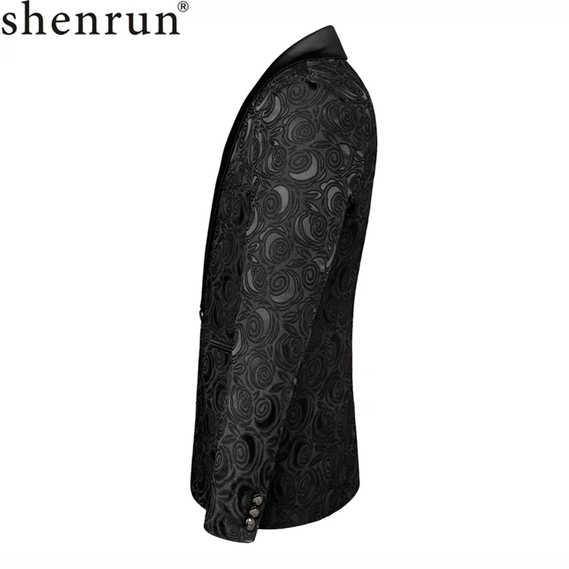 Shenrun, мужской черный блейзер, приталенный, Повседневный, пиджак, Свадебный, шаль, отворотом, Tuxdeo, мужские куртки, Мужской Блейзер, для вечеринки, выпускного, сценический костюм