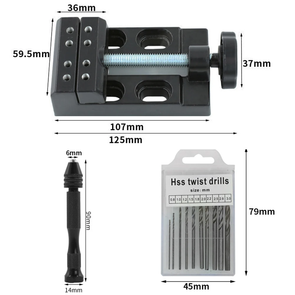 

Multi-functional Mini Jaw Bench Drill Bits Set Adjustable Table Vise Clamp Drill DIY Sculpture Woodworking Repair Tool for Cutti