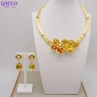 lastest design crystal flower necklace sets gold plated jewelry sets collars fashion wedding bridal gift for women jewellery set