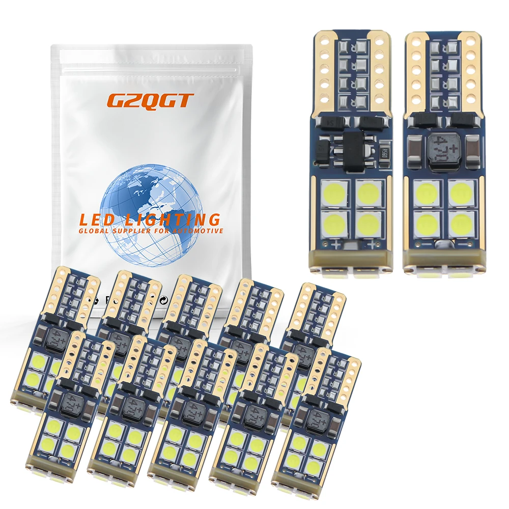 

100x W5W T10 Canbus LED Bulbs 10SMD 12V 6000K White 194 168 Car Interior Map Dome Lights Parking Light Auto Lamp blue red orange