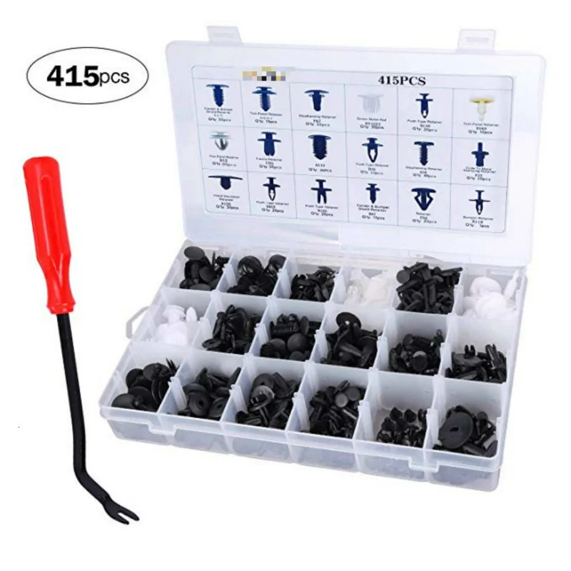 

415Pcs Car Retainer Fastener Clips Kit 18 Popular Sizes Auto Push Pin Rivets Set Bumper Door Trim Panel Clips