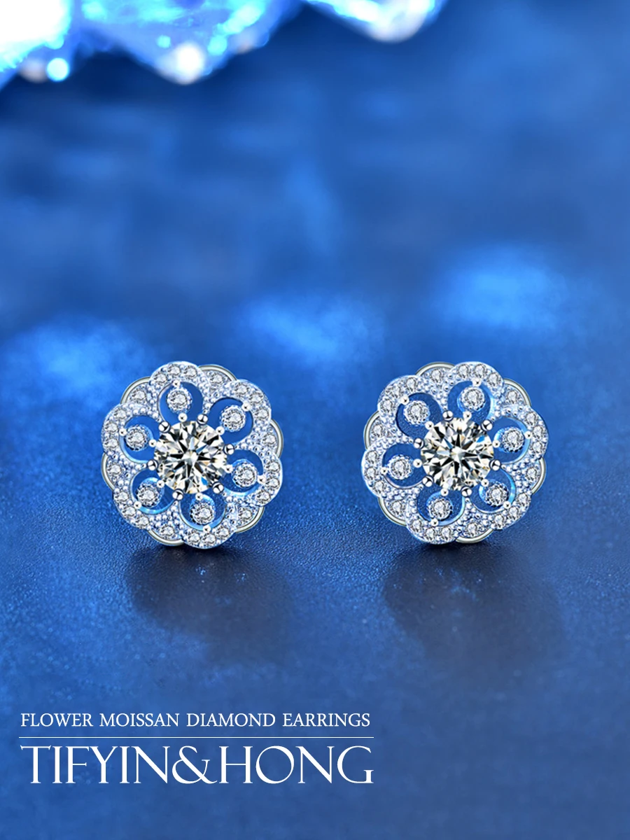 

Popular flower earrings solid color romantic kramosan Diamond Earrings postage free Sterling Silver 925 men's and women's jewelr