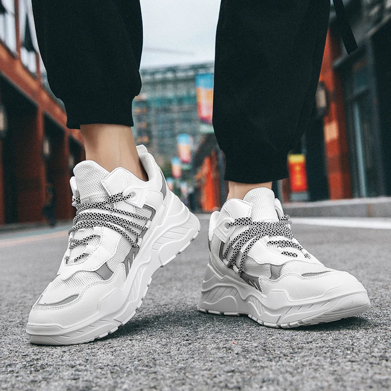 Мужские дышащие кроссовки на шнуровке темно синие повседневные для ходьбы и