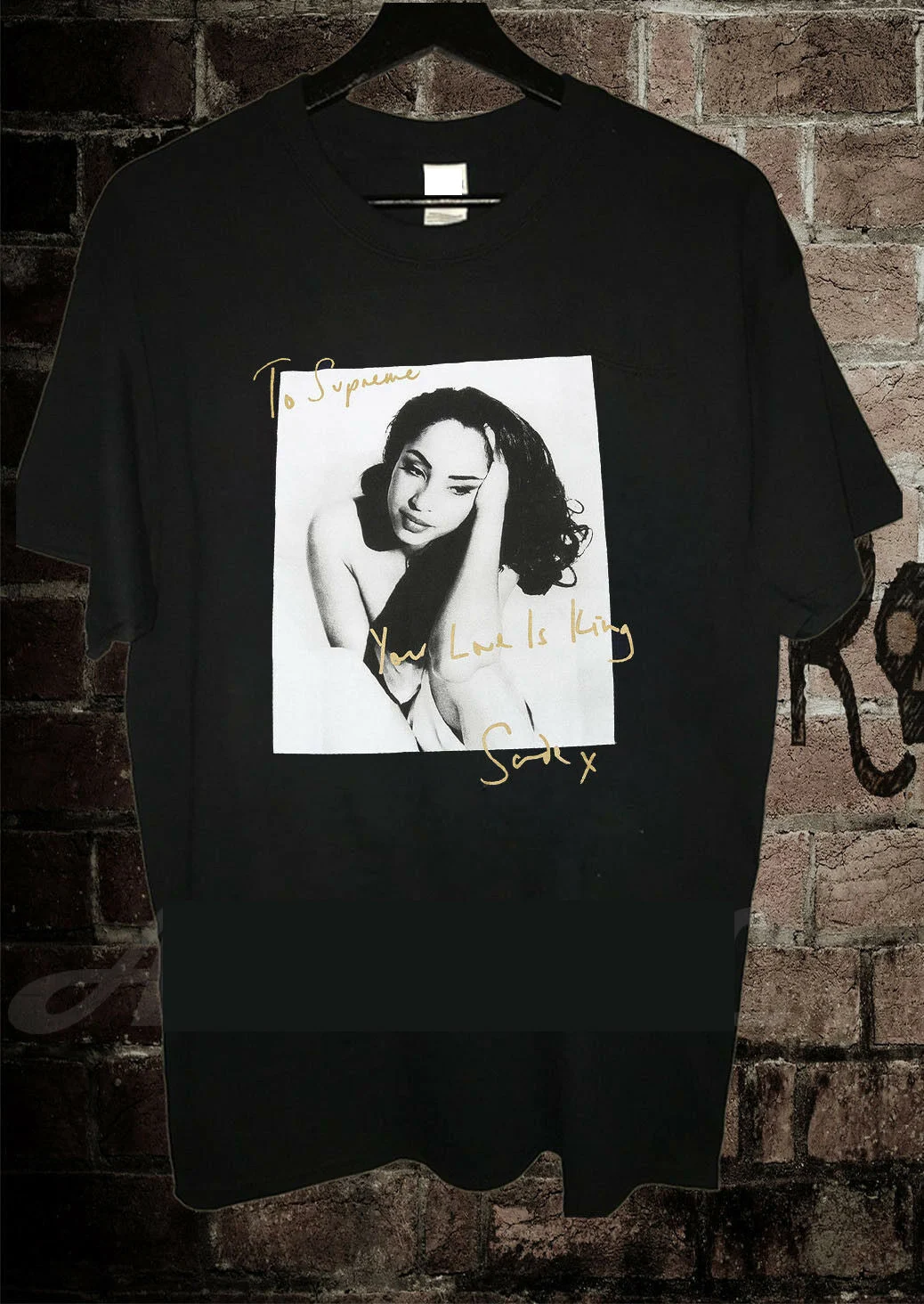 17ss Sade Tee персонаж певица футболка круглый вырез короткий рукав черный 100% хлопок