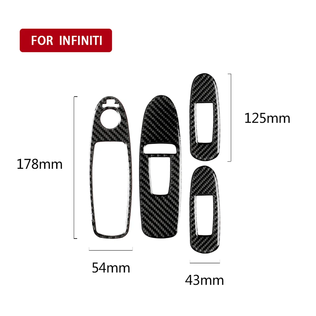

Replacement For Infiniti Q50 2014-2019 4pcs/set Window Switch Panel Cover Trim Carbon Fiber Decor