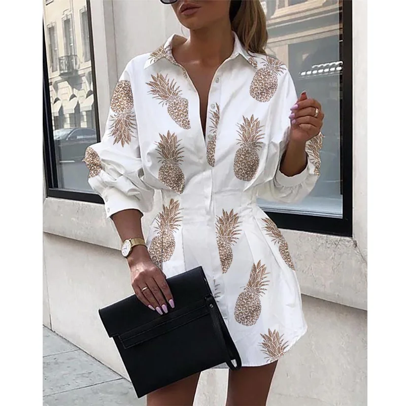 Женское мини-платье с длинным рукавом-фонариком и надписью | Женская одежда