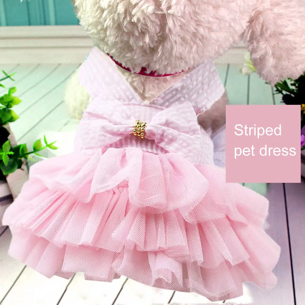

Summer Dog Lace Tullle Dress Pet Dog Clothes For Small Dog Party Birthday Wedding Bowknot Dress Puppy Costume Spring Pet Clothes