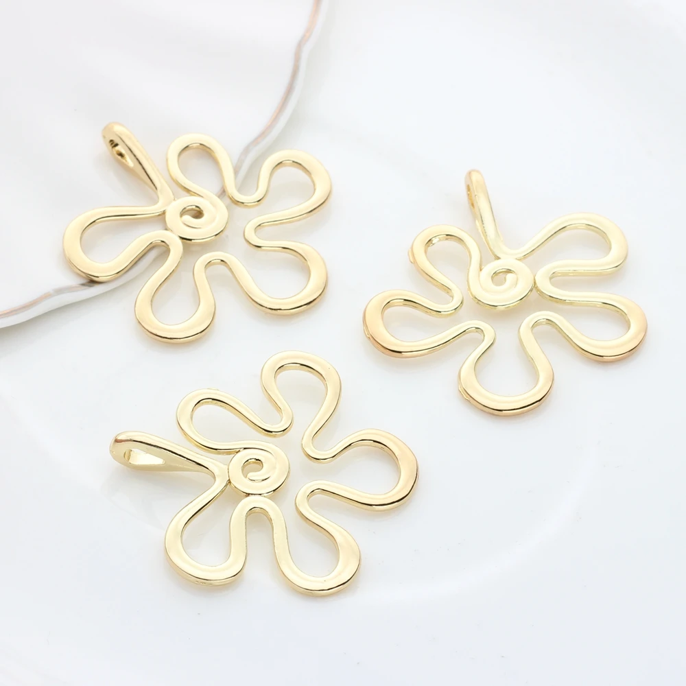 

Zinc Alloy Metal Geometric Irregular Charms Flower Line Winding Charms 6pcs/lot For DIY Jewelry Earrings Making Accessories