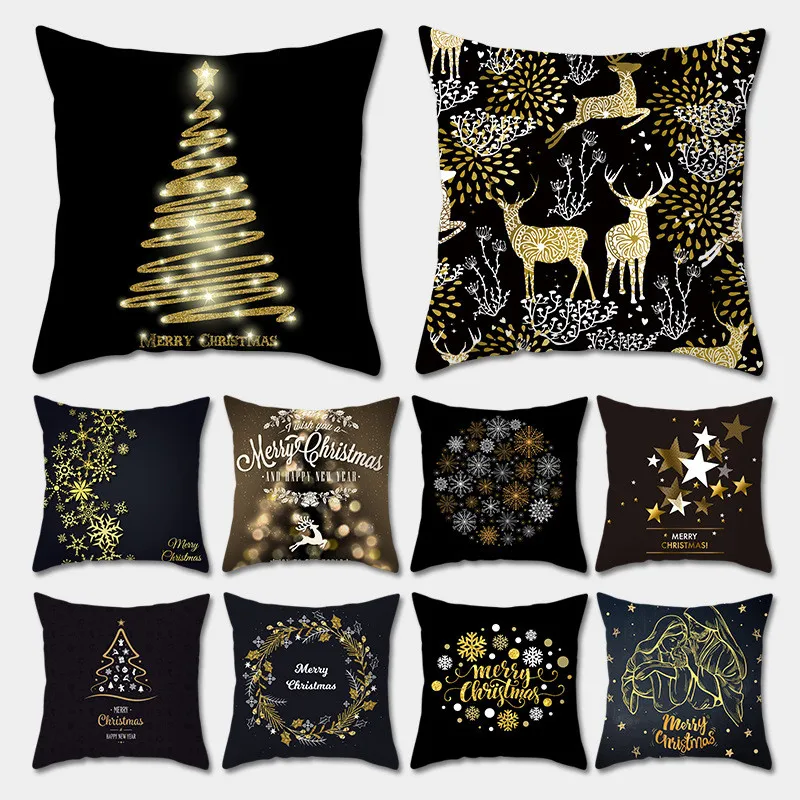 

45x45cm Merry Christmas Cushion Cover Pillowcase 2021 Christmas Decor for Home Ornaments Xmas Noel Natal New Year 2022 Gift