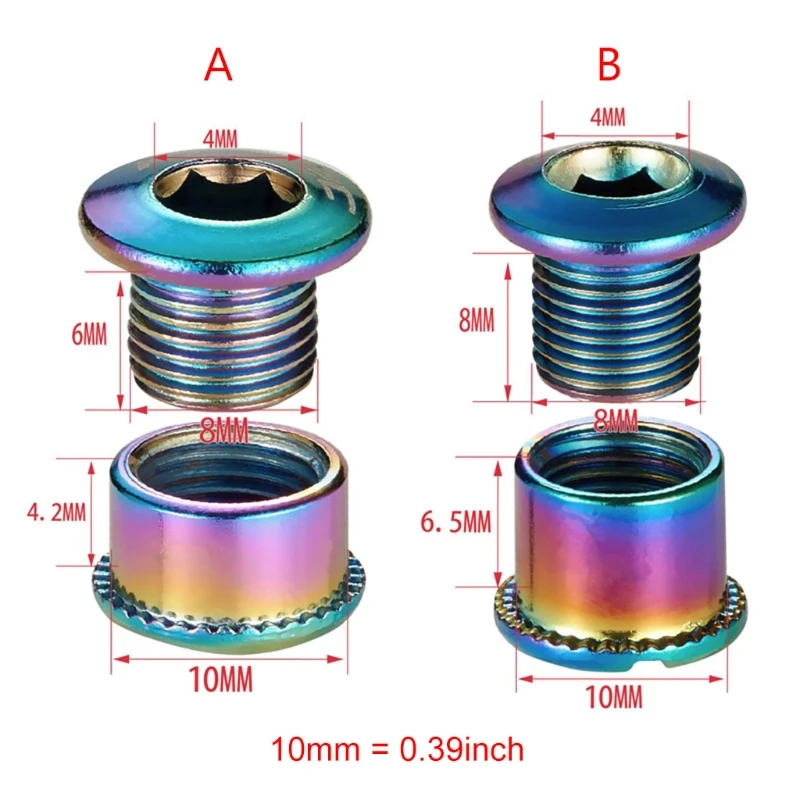 

4pcs MTB Bicycle Chainwheel Screws 6/8mm Mountain Bike Crankset Chainring Bolts