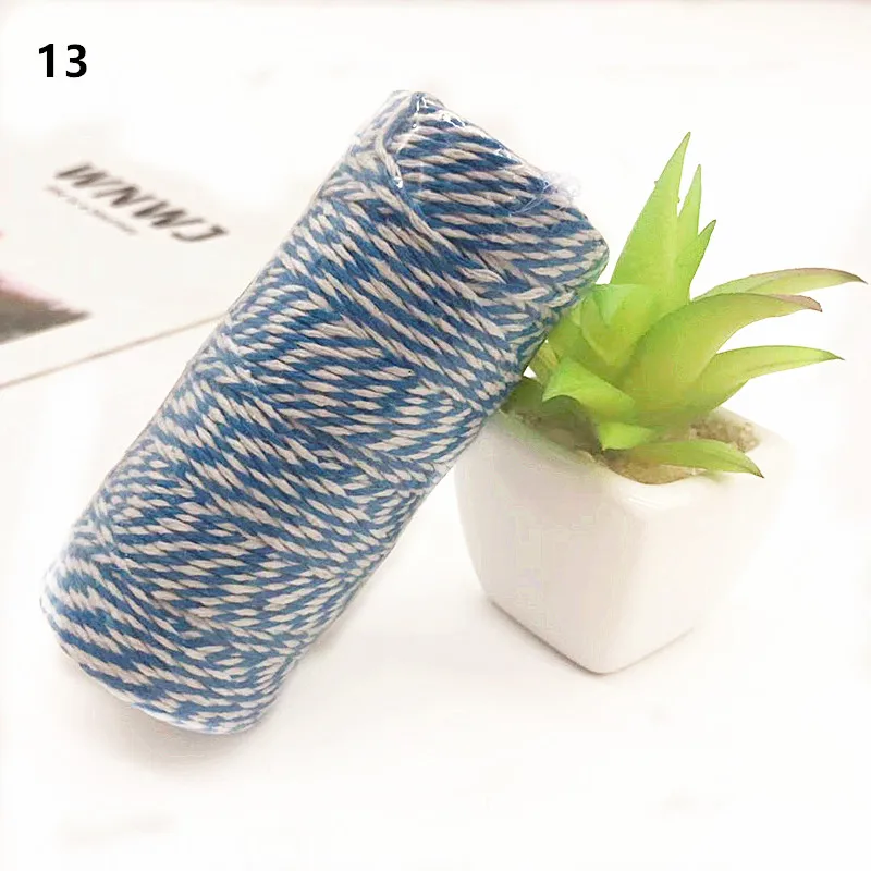 13 Light blue 100 м двухцветная хлопковая веревка декоративная тканая хлопковая веревка 2 мм двухцветная хлопковая веревка 14 цветов веревка для рукоделия - Цвет: 13 Light blue
