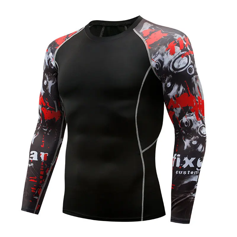 Мужская майка MMA Rashguard с длинным рукавом муай тай футболки Gi BJJ Jiu Jitsu