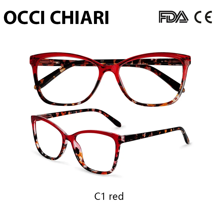 OCCI CHIAR Мультифокальные очки для чтения с голубым лучем женские очки с диоптриями модные очки для чтения+ 1,0+ 1,5+ 2,0+ 2,5+ 3,0+ 3,5 - Цвет оправы: C1 red