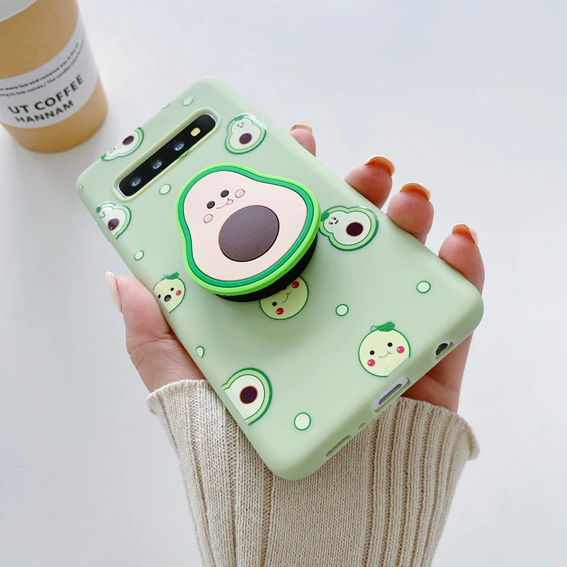 3D Cute Cartoon Phone Holder Case For Samsung Galaxy S22 S21 S20 FE S20 Plus Ultra S10 S10e S9 S8 Plus Silicone Stand Cover