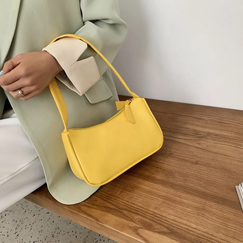 

New Retro Women Shoulder Underarm Bag PU Leather Ladies Small Handbags Solid Color Shopping Bag Evening Party Shoulder Bag