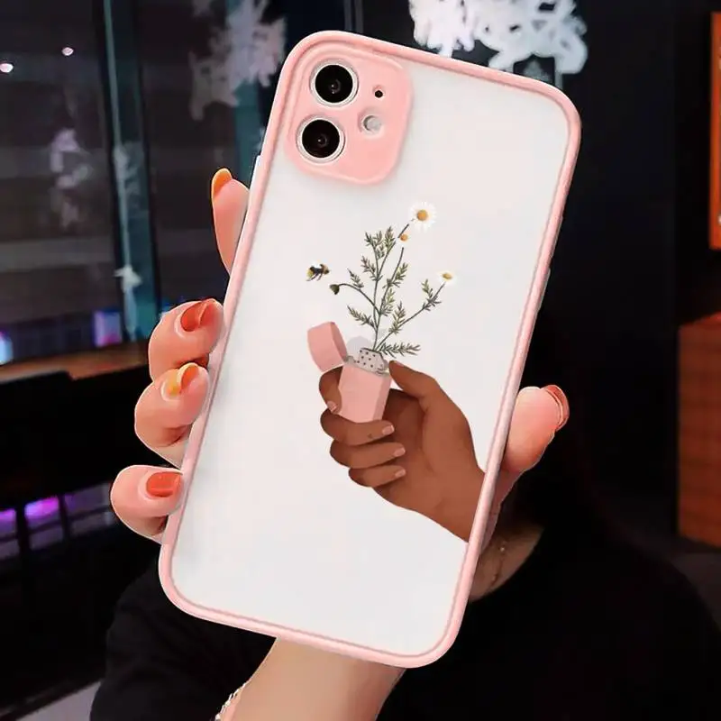 

Finger Art Aesthetic Hand luxury Phone Cases shell matte transparent For iphone 7 8 11 12 plus mini x xs xr pro max cover