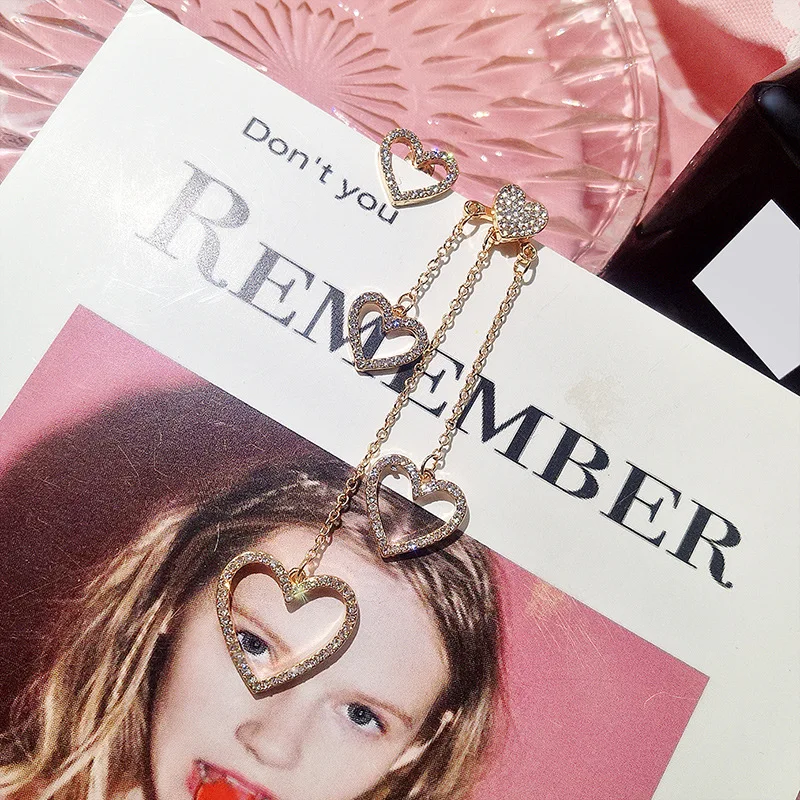 Корейские ювелирные изделия полые серьги с геометрическим узором в виде сердца