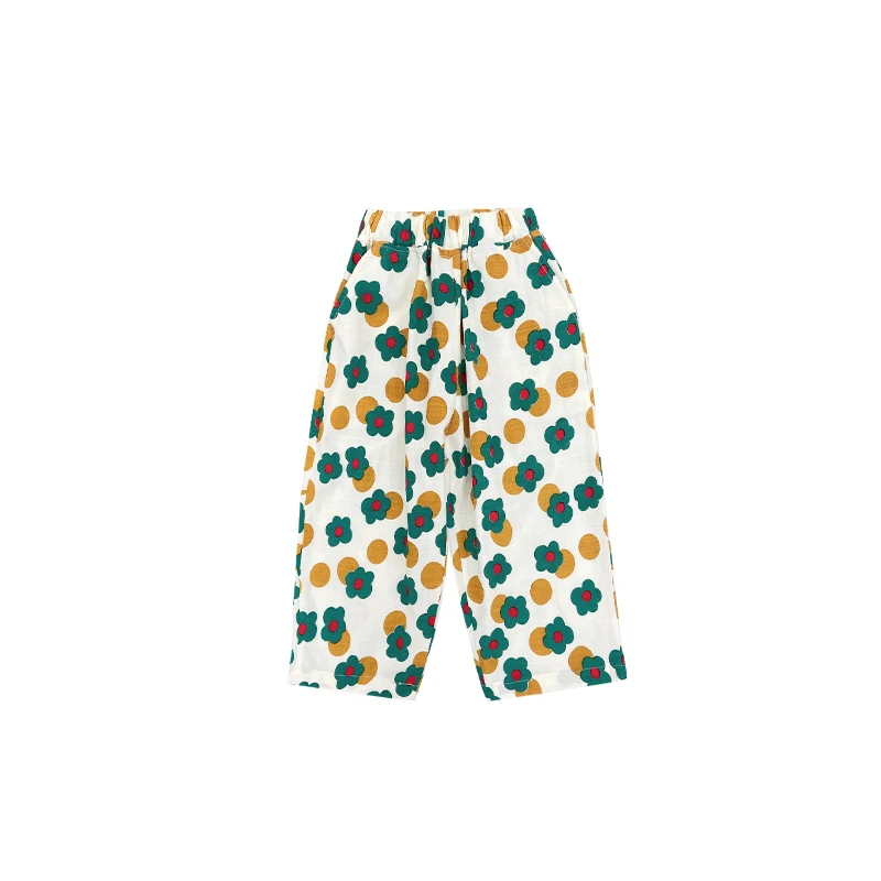 

Mila Chou 2021 Spring Summer Girl's Thin Section Bloomers Children's Mosquito Pants Kids Floral Pattern Trousers 2-8 Year