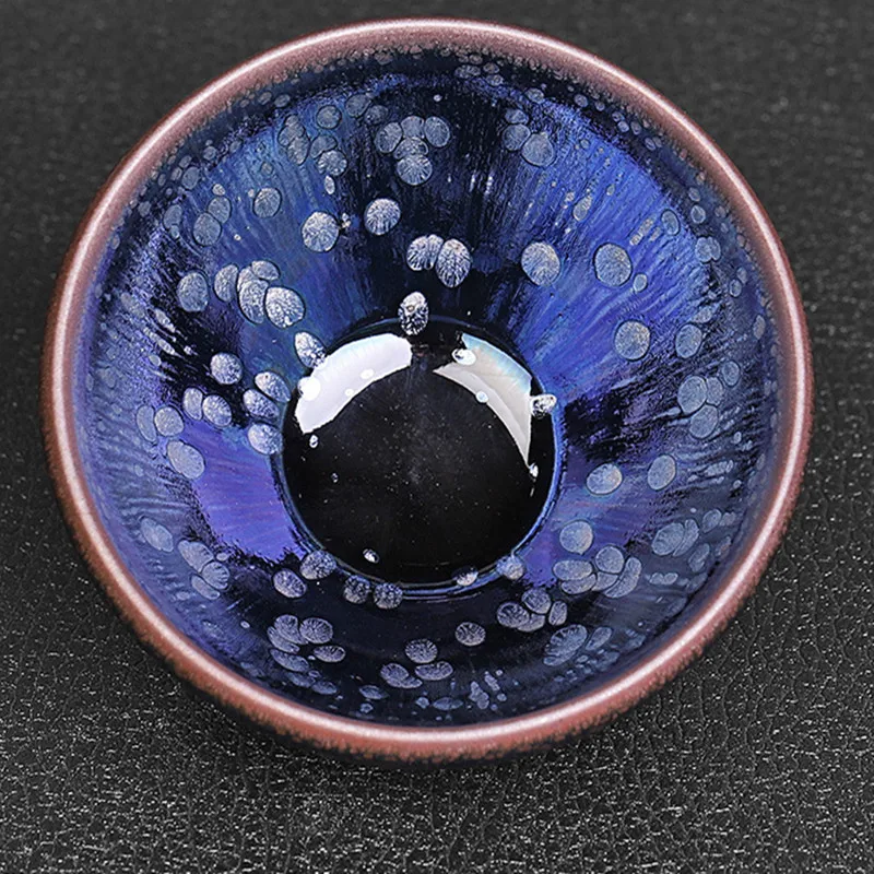 

Blue Oil Drop Tea Cup High Quality Tianmu Calyx Tea Master Cup Large Iron Foetus Sky Single Teacup