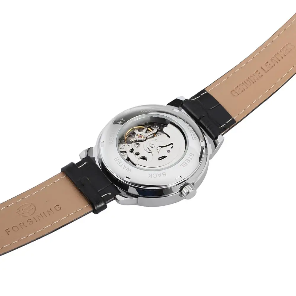 Часы наручные Forsining Мужские механические модные полностью черные Светящиеся в