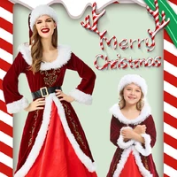 christmas dress for girls santa claus costume girl cosplay kids clothes set long sleeve red clothing for new year wear cute