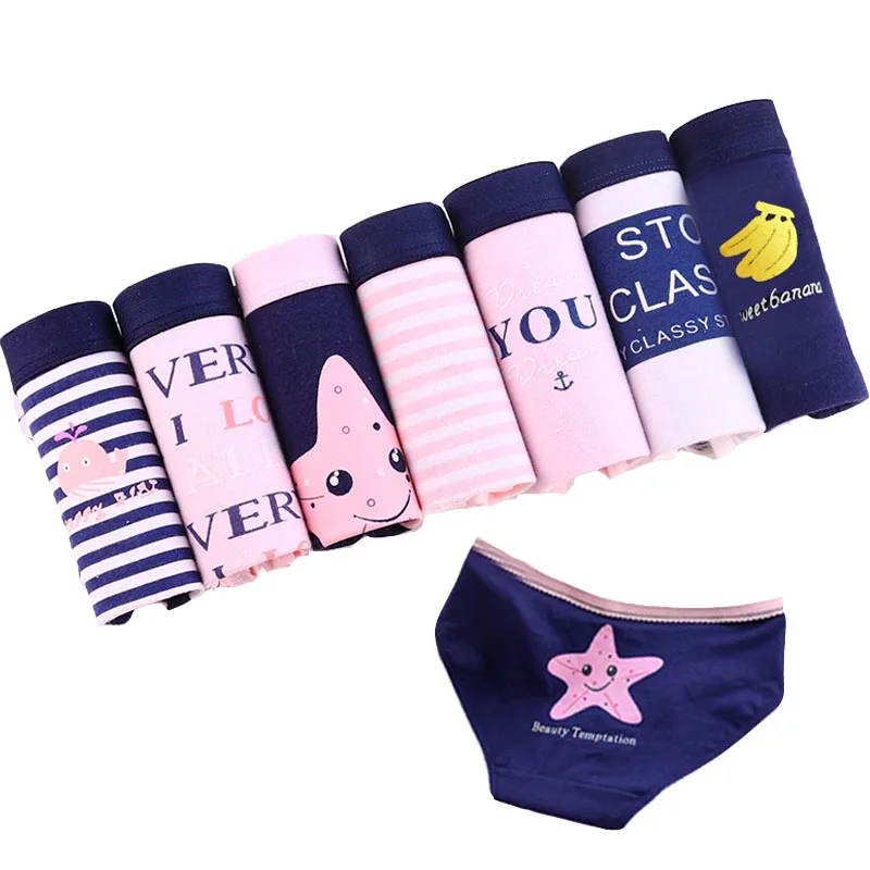 

7Pcs/lot Cotton Underwear Sexy Panties Women's Print Cartoon Briefs Seamless Calcinhas Underpants Girls Lingeries Intimate Panty