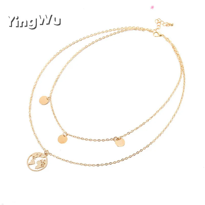 Ожерелье Yingwu с картой мира оригами для женщин простые ювелирные изделия Круглые