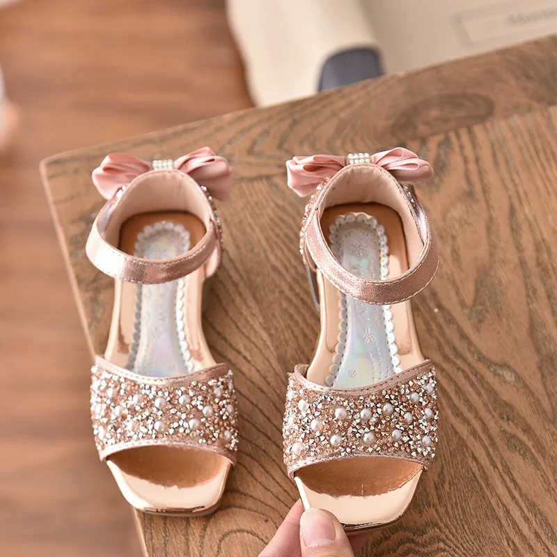 Детские сандалии пляжные туфли для девочек Платье принцессы с бантом Одежда