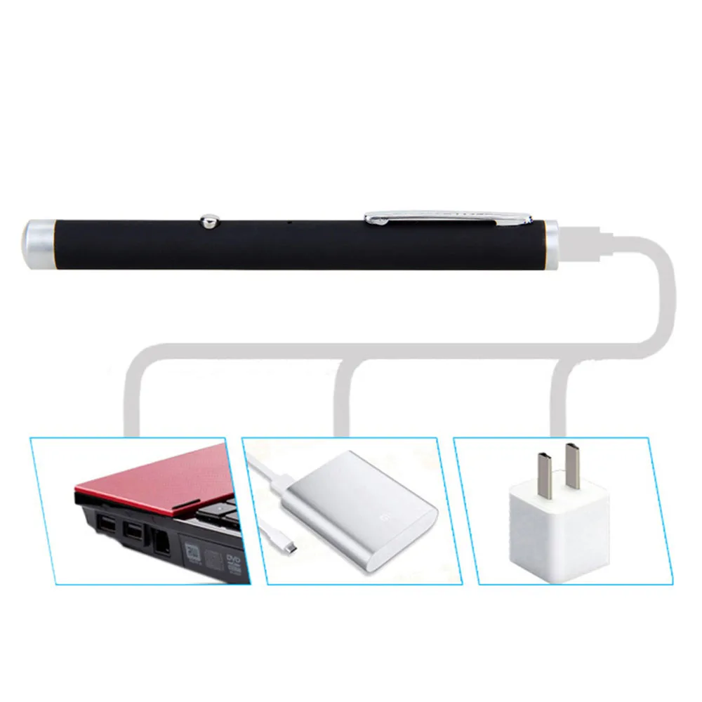 Портативная Зеленая лазерная указка USB встроенная батарея красный лазер 532 нм 5