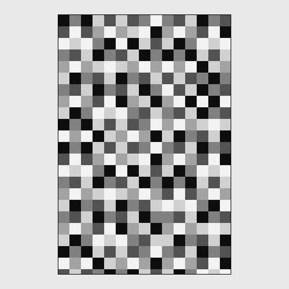 Черный белый серый небольшой квадратный напольный коврик с геометрическим