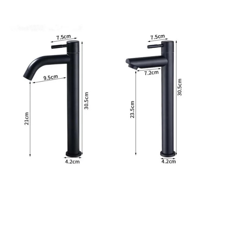 

Basin faucet Single cold bathroom faucet basin mixer bathroom sink faucet tall Black brass faucet for cold water