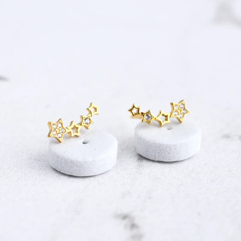 925 sv Moon Star Ear Climber миниатюрные серьги гвоздики для женщин повседневные
