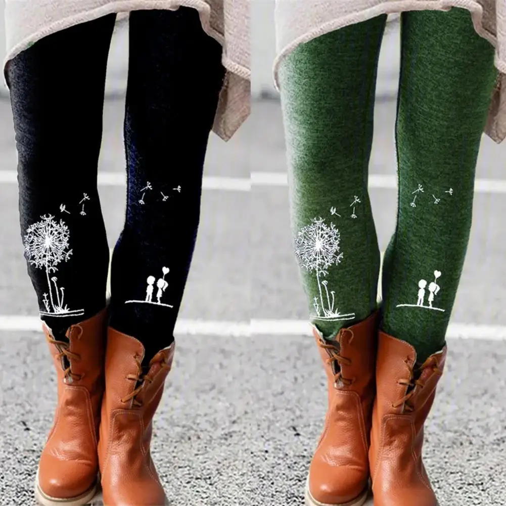 

Trousers Dandelion Print Long Pants Women Skinny Leggings for Autumn