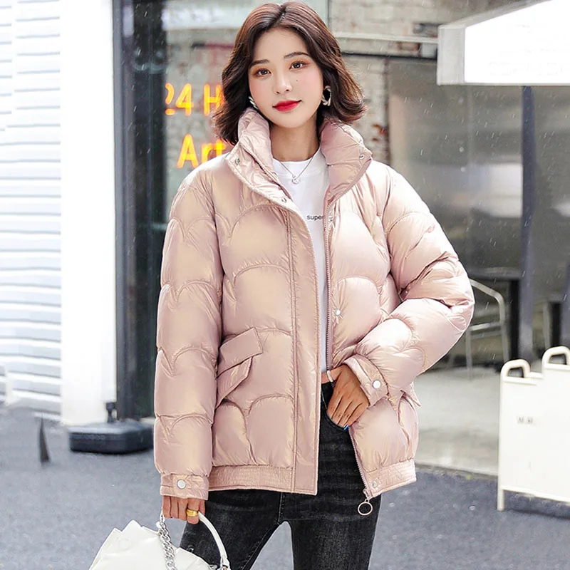 Women's Cotton-Padded Jacket 2022 New Winter Bright-Faced Cotton-Padded Jacket Students Korean Short Warm Cotton-Padded Coat