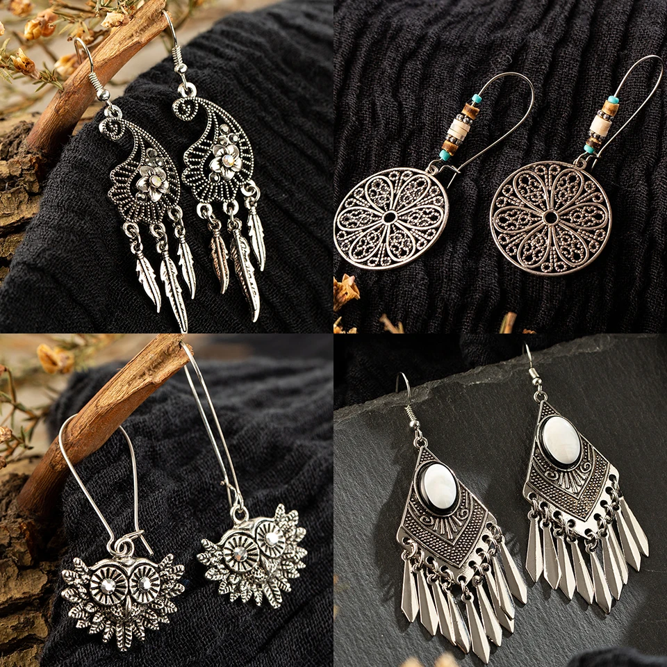 Модные большие серьги 2019 серебряные кисточки большой Бохо длинные висячие для