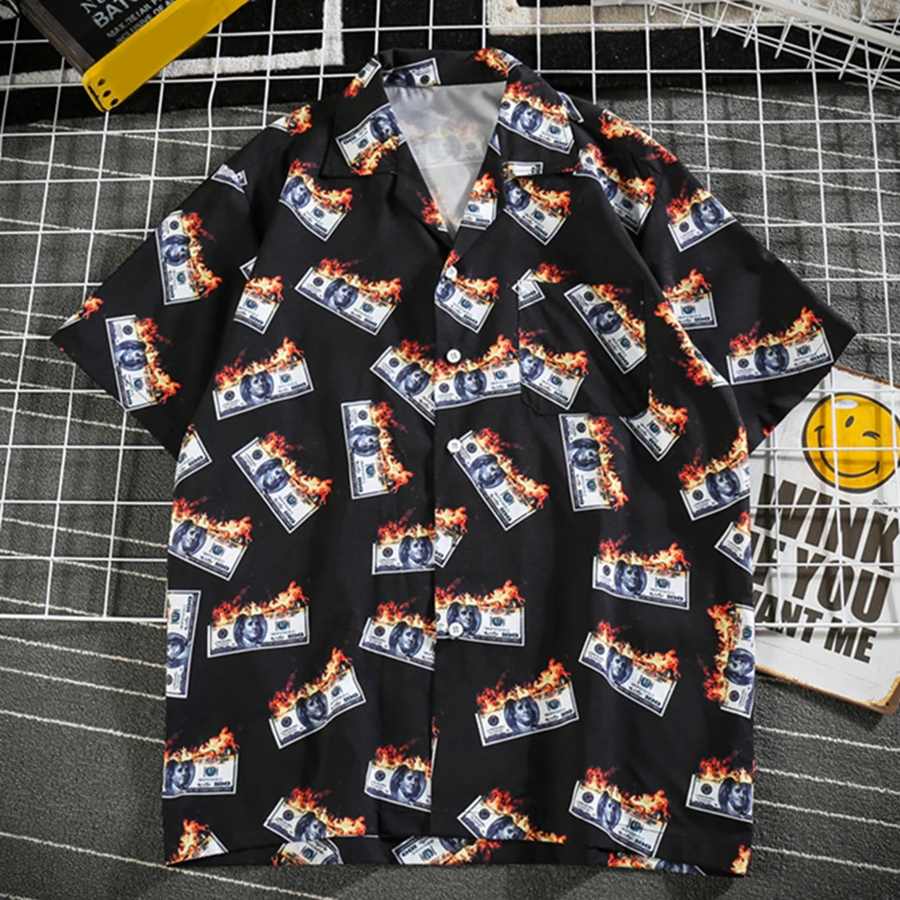 2019 летняя хлопковая Праздничная юбка с принтом Мужские Гавайские рубашки летние