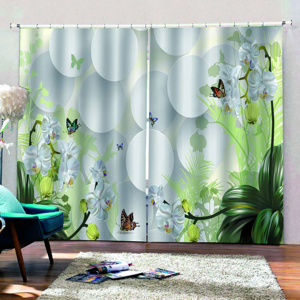 Шторы &quotБабочки&quot занавески для украшения 3D короткие на дерево спальни