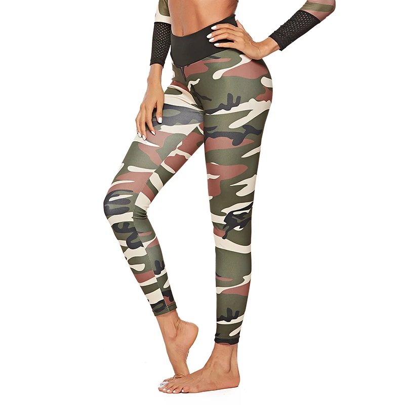 Новые тренировочные камуфляжные леггинсы для фитнеса женские спортивные